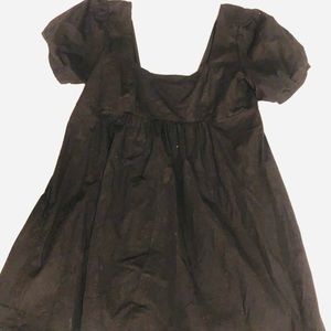 Square Neck Black Cottage Dress